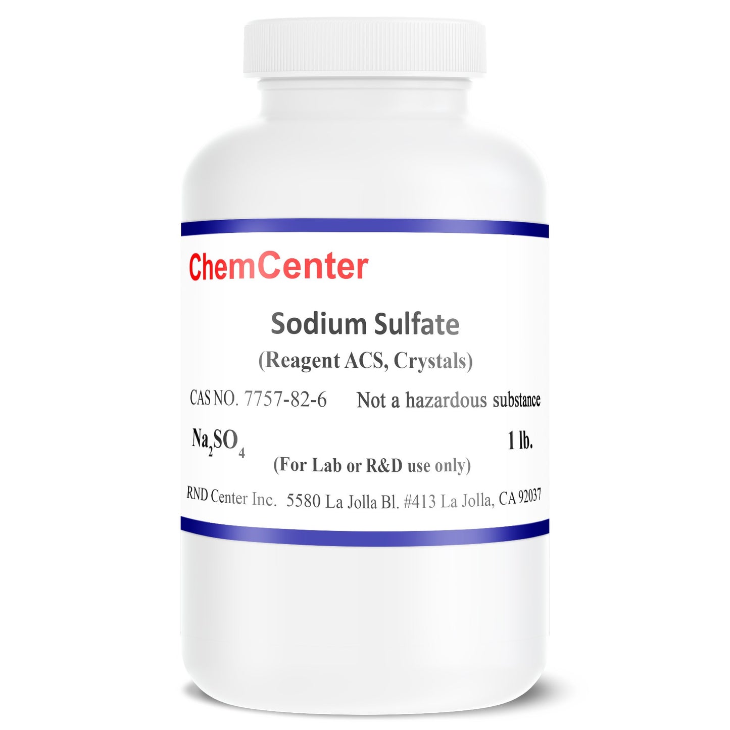 Sodium Sulfate, Reagent ACS, High Purity Crystals, 1 lb.