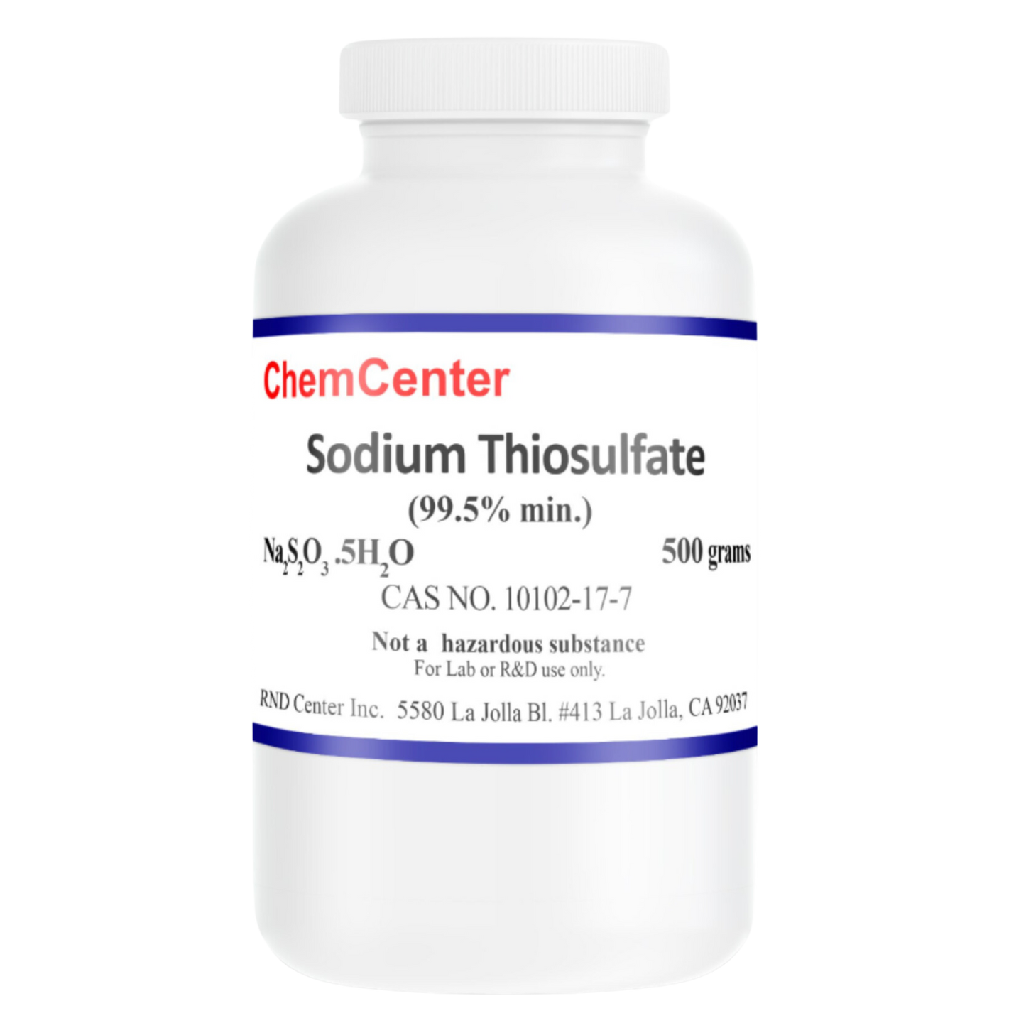Sodium Thiosulfate, Fine Crystal, Reagent, 500 grams
