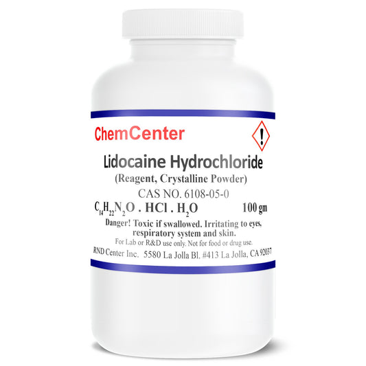Lidocaine Hydrochloride, Reagent, 99.% min., 100 grams