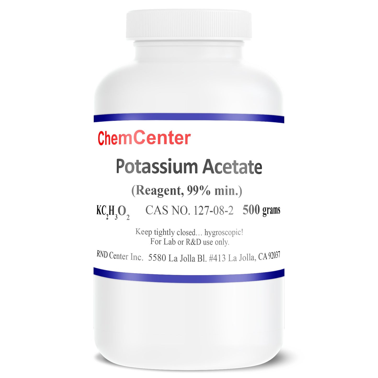 Potassium Acetate, Reagent, 500 grams